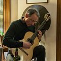 Oscar playing his own built guitar.<br />A gathering of friends.<br />Feb. 11, 2017 - At home in Merrimac, Massachusetts.