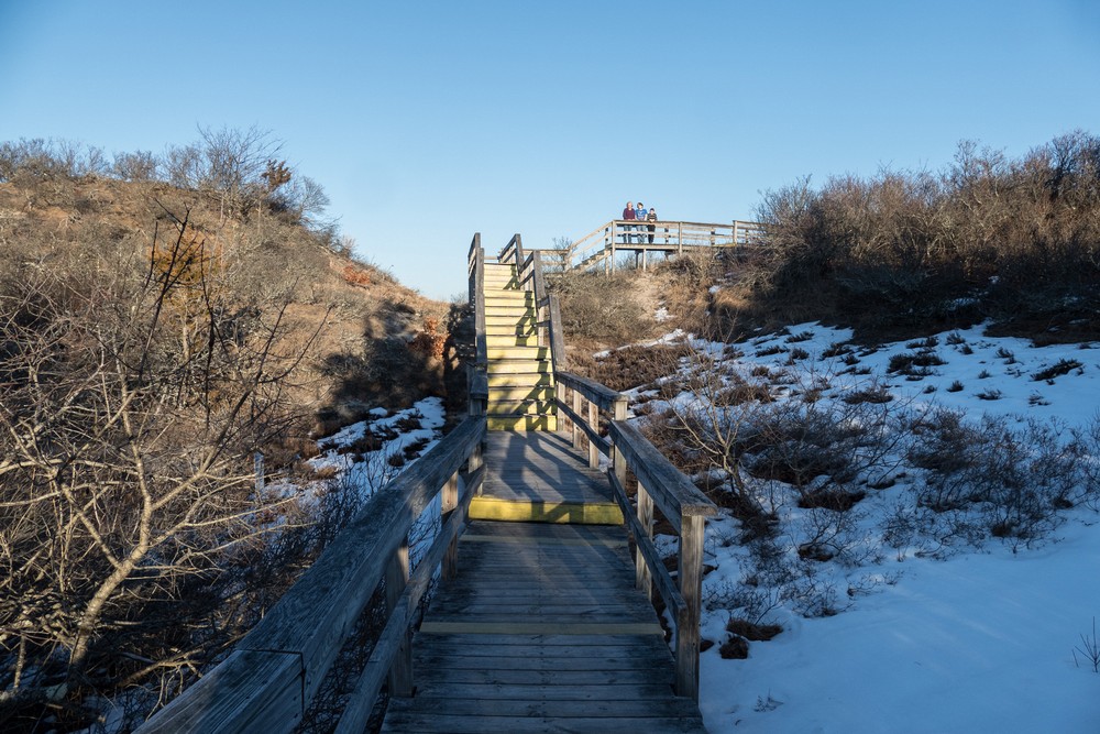 Joyce, Miranda, and Matthew on the Dunes Traill at Hellcat Swamp.<br />Feb. 23, 2017 -  Parker River National Wildlife Refuge, Plum Island, Massachusetts.