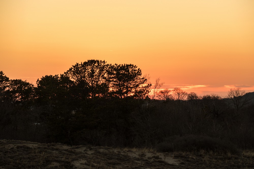 Just after sunset from boardwalk to parking lot #3.<br />Feb. 23, 2017 -  Parker River National Wildlife Refuge, Plum Island, Massachusetts.