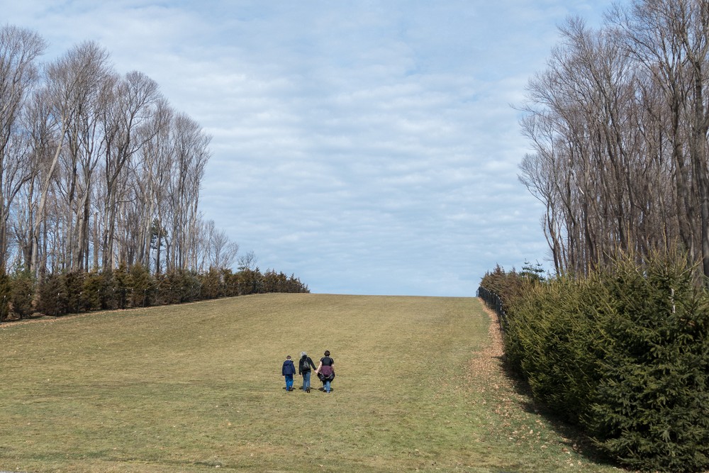 Matthew, Joyce, and Miranda on the "Grande Allee".<br />Feb. 24, 2017 - Crane Estate on Castle Hill, Iswich, Massachusetts.