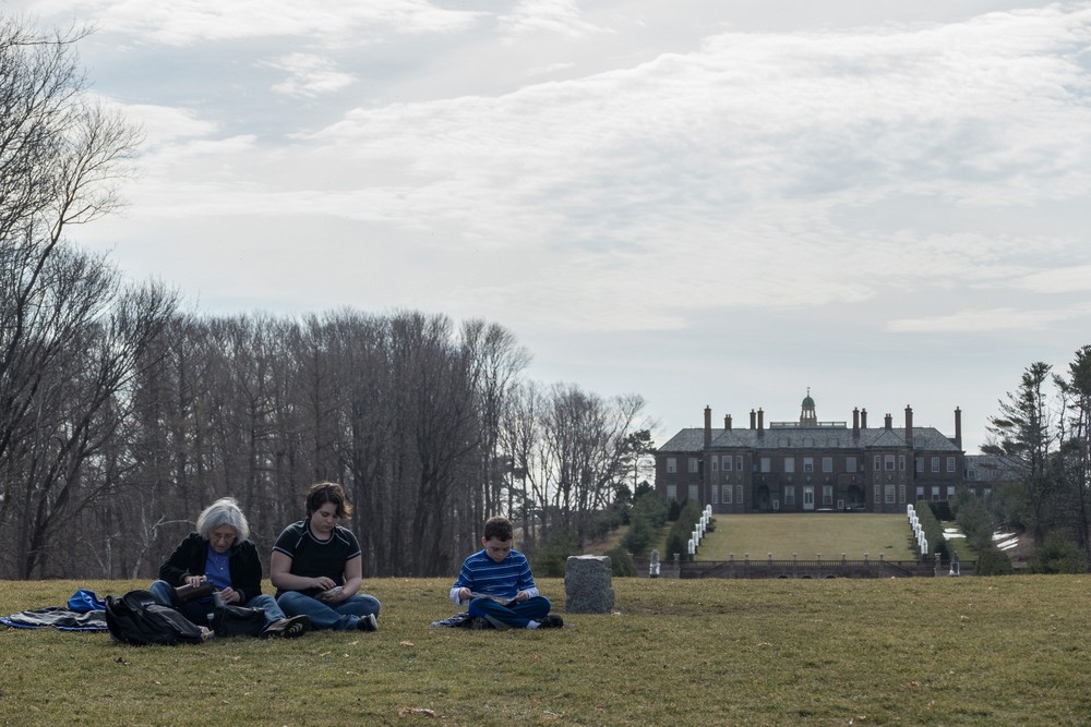 Picnic. Joyce, Miranda, and Matthew.<br />Feb. 24, 2017 - Crane Estate on Castle Hill, Iswich, Massachusetts.