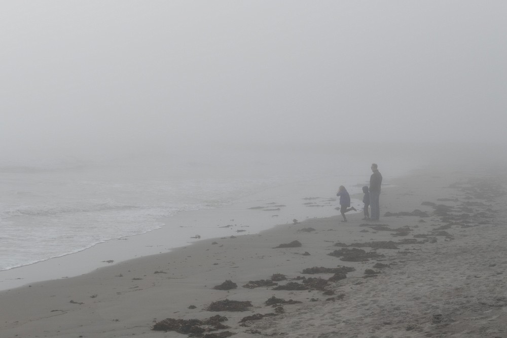 A foggy Wallis Sands State Beach.<br />Feb. 25, 2017 - Along Ocean Boulevard, Rye, New Hampshire.