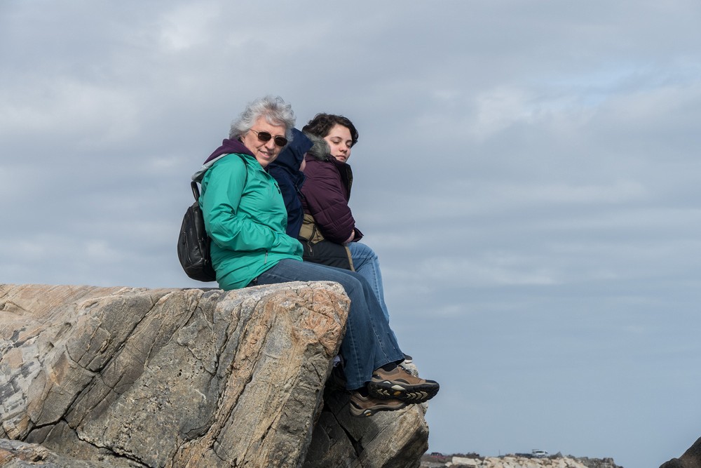 Joyce, Matthew, and Miranda on the rocks.<br />Feb. 25, 2017 - Along Ocean Boulevard, Rye, New Hampshire.