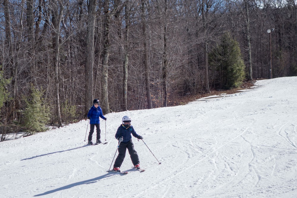 Joyce and Matthew skiing.<br />Feb. 26, 2017 - Wachusett Mountain Ski Area, Princeton, Massachusetts.