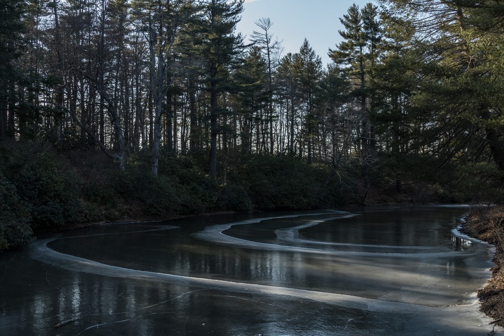 Ice on Flowering Pond.<br />March 6, 2017 - Maudslay State Park, Newburyport, Massachusetts.