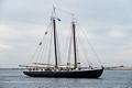 The tall ship Adventure out of Gloucester, Massachusetts.<br />May 24, 2017 - Salisbury State Reservation, Massachusetts.