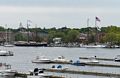 Two tall ships, the Adventure and the Alabama, docked at Newburyport.<br />View from US 1 bridge over the Merrimack River.<br />May 24, 2014 - Salisbury, Massachusetts.