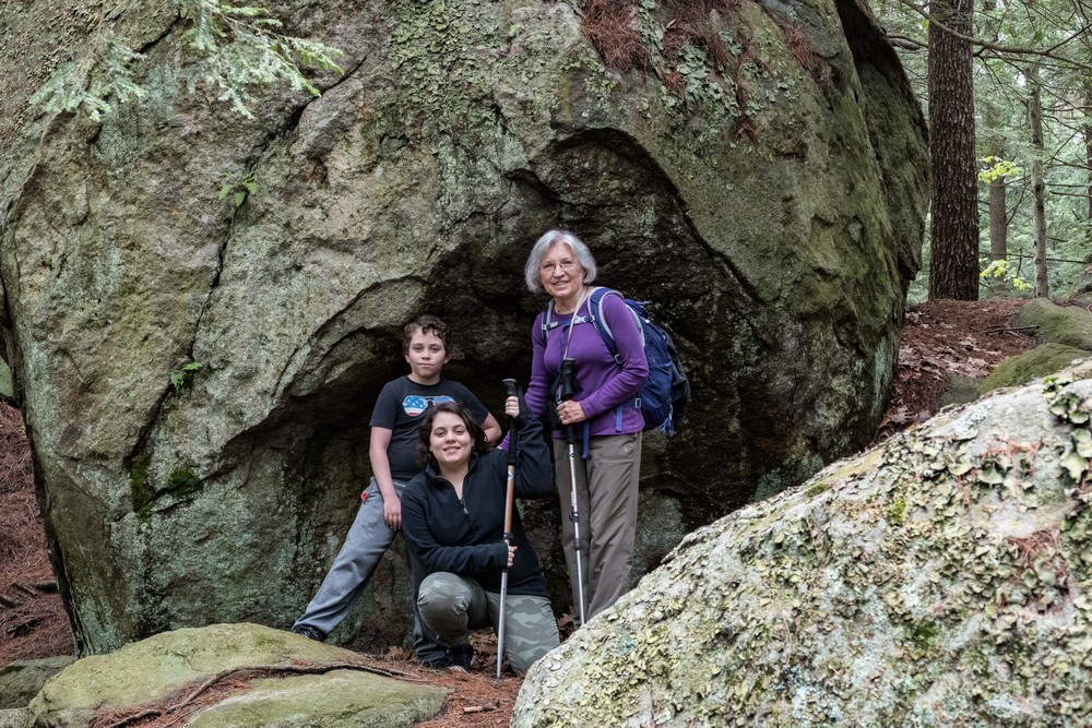 Matthew, Miranda, and Joyce on way down from South Peak.<br />May 27, 2017 - Pawtuckaway State Park, Nottingham, New Hampshire.