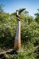 Joyce's sculpture Optimism.<br />Power of Place sculpture exhibit.<br />June 7, 2017 - Wells Reserve at Laudholm, Wells, Maine.