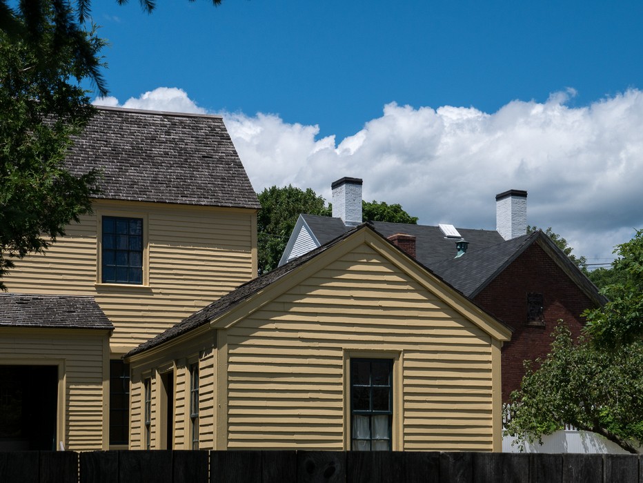 Roofs and chimneys.<br />June 26, 2016 - Strawbery Banke, Portsmouth, New Hampshire.