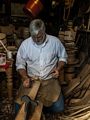 Master Cooper Ron Raiselis at his Dinsmore Shop.<br />June 26, 2016 - Strawbery Banke, Portsmouth, New Hampshire.