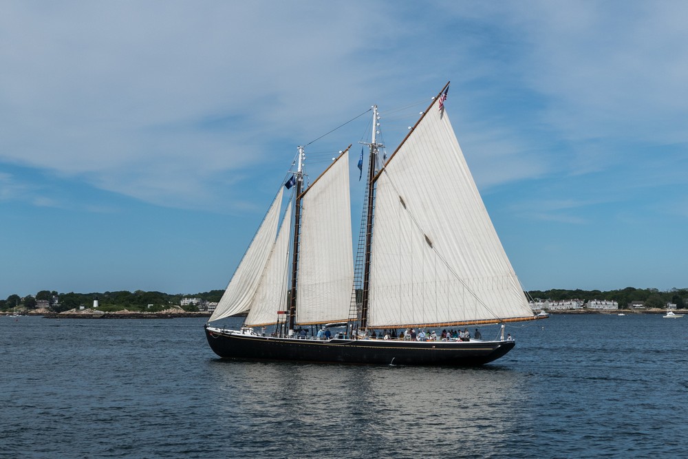 Adventure returning to port.<br />Boston Tall Ships 2017 departure.<br />June 22, 2017 - Off Gloucester, Massachusetts.