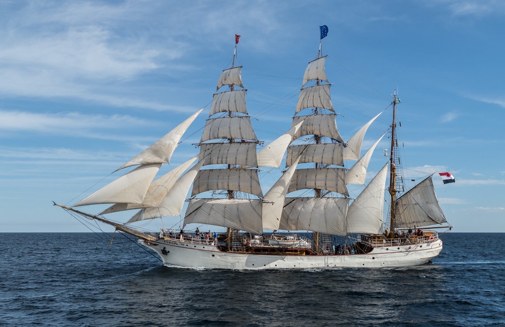 Europa out of Scheveningen, Natherlands.<br />Boston Tall Ships 2017 departure.<br />June 22, 2017 - Off Gloucester, Massachusetts.