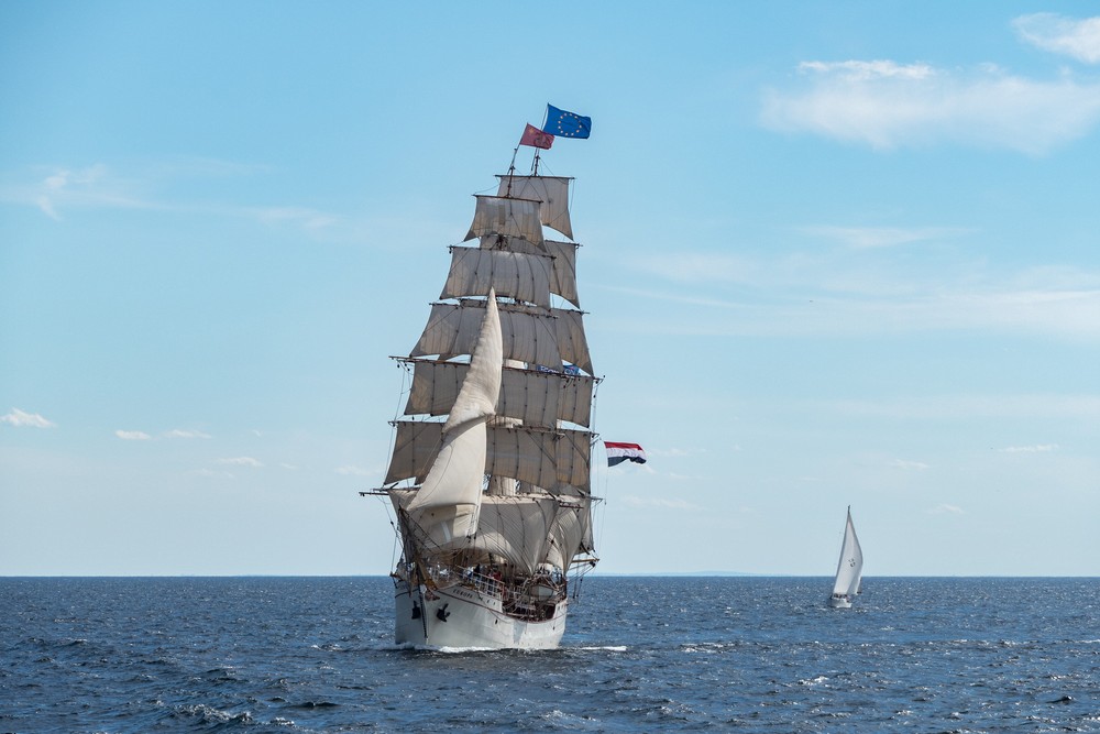 Europa out of Scheveningen, Natherlands.<br />Boston Tall Ships 2017 departure.<br />June 22, 2017 - Off Gloucester, Massachusetts.