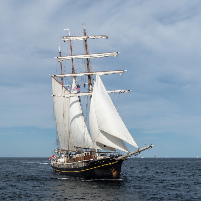 Gulden Leeuw, Kampen, Netherlands.<br />Boston Tall Ships 2017 departure.<br />June 22, 2017 - Off Gloucester, Massachusett.