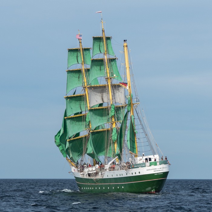 Alexander von Humboldt II, Bremerhaven, Germany.<br />Boston Tall Ships 2017 departure.<br />June 22, 2017 - Off Gloucester, Massachusetts.