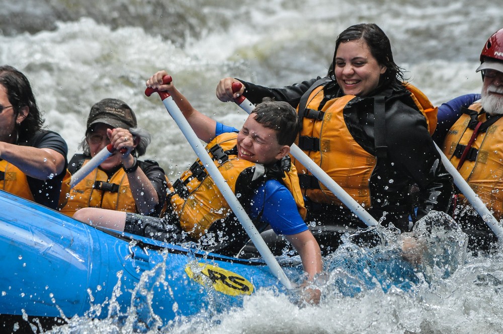 Henry, Joyce, Matthew, Miranda, and Egils.<br />CrabApple white water rafting on the Kennebeck.<br />July 9, 2017 - The Forks, Maine.