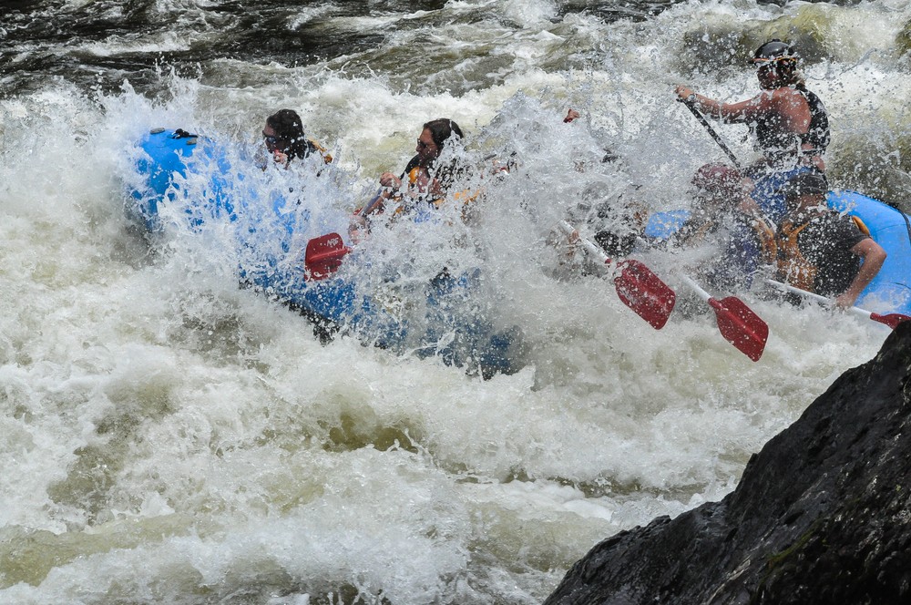 The whole crew getting wet.<br />CrabApple white water rafting on the Kennebeck.<br />July 9, 2017 - The Forks, Maine.
