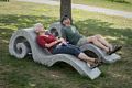 Baiba and Ronny relaxing on Chaises by Jordan Smith.<br />July 21, 2017 - Wells Reserve at Laudholm, Wells, Maine.