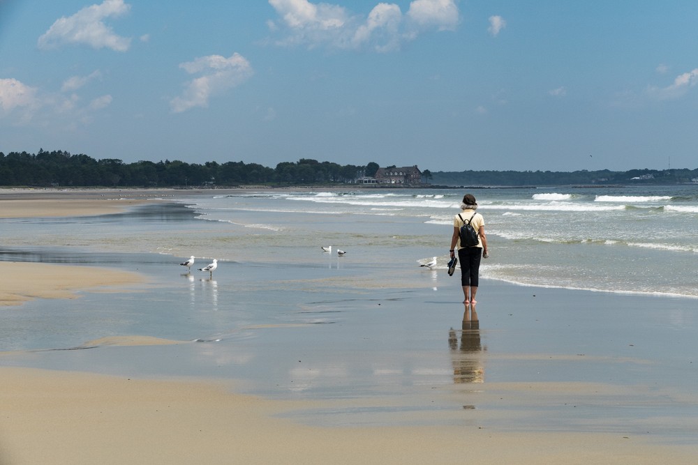 Joyce on Drake's Island beach.<br />July 21, 2017 - Wells Reserve at Laudholm, Wells, Maine.
