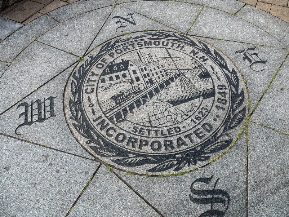 Waterfront compass rose.<br />July 21, 2017 - Portsmouth, New Hampshire.