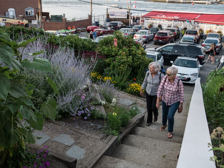 Joyce and Baiba admiring the plants.<br />July 21, 2017 - Portsmouth, New Hampshire.