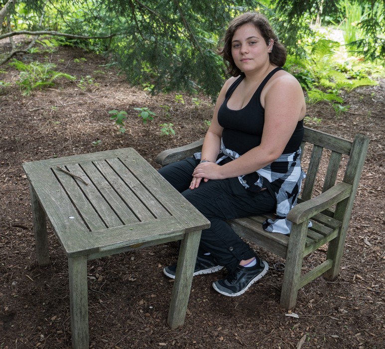 Miranda in the Children's Garden.<br />July 28, 2017 - The Gardens at Elm Bank, Wellesley, Massachusetts.
