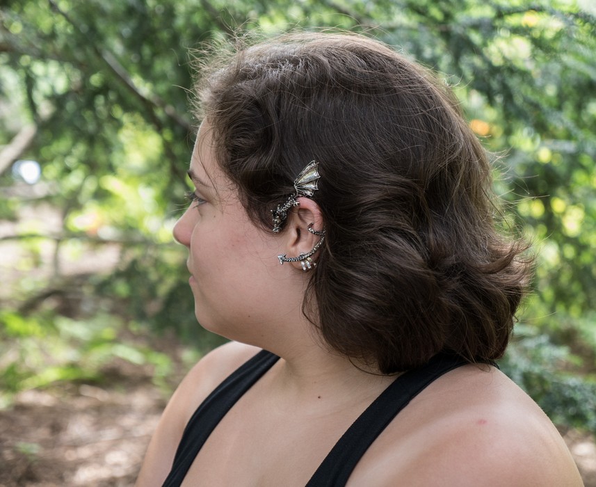 Miranda's ear piece.<br />July 28, 2017 - The Gardens at Elm Bank, Wellesley, Massachusetts.