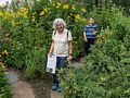 Joyce and Matthew among tall flowers.<br />July 28, 2017 - The Gardens at Elm Bank, Wellesley, Massachusetts.