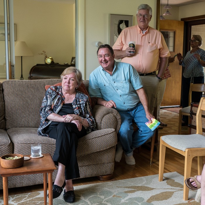 Helga, Jeff, and Jim.<br />Uldis' birthday celebration.<br />July 29, 2017 - At Uldis and Edite's in Manchester by the Sea, Massachusetts.