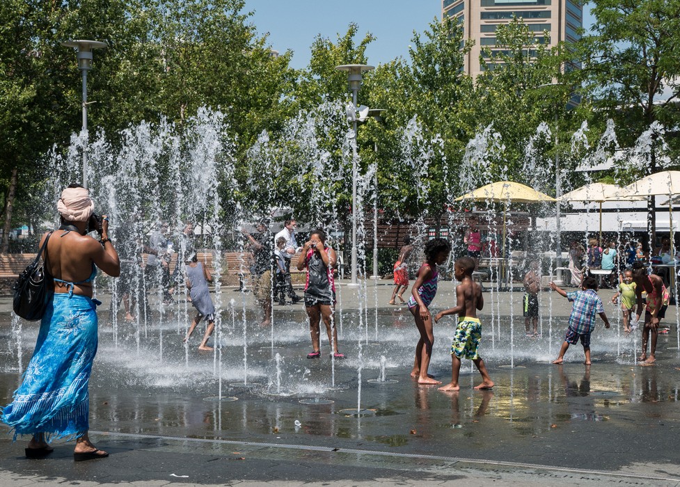 Foutain for kids to play in.<br />June 30, 2017 - Harborplace, Baltimore, Maryland.