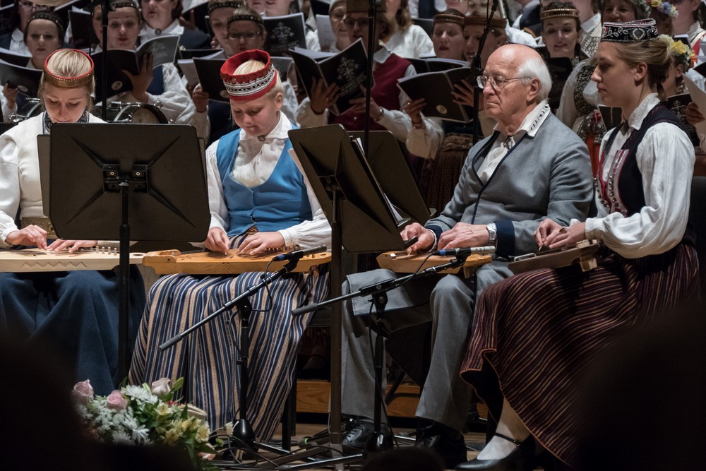 Singing Latvian songs.<br />Latvian Song and Dance Festival.<br />July 3, 2017 - Joseph Meyerhoff Symphony Hall, Baltimore, Maryland.