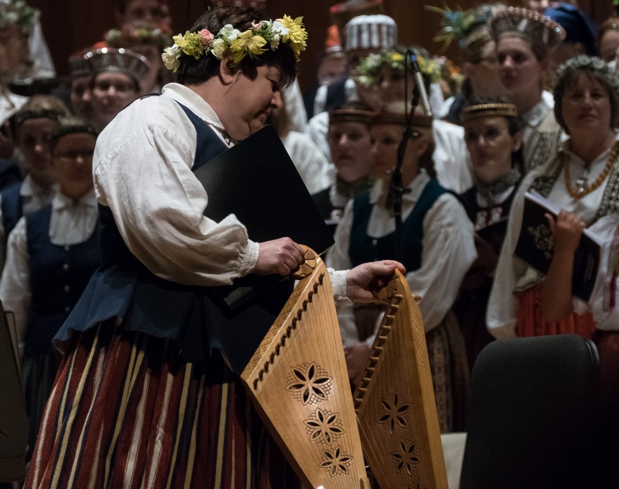 Singing Latvian songs.<br />Latvian Song and Dance Festival.<br />July 3, 2017 - Joseph Meyerhoff Symphony Hall, Baltimore, Maryland.