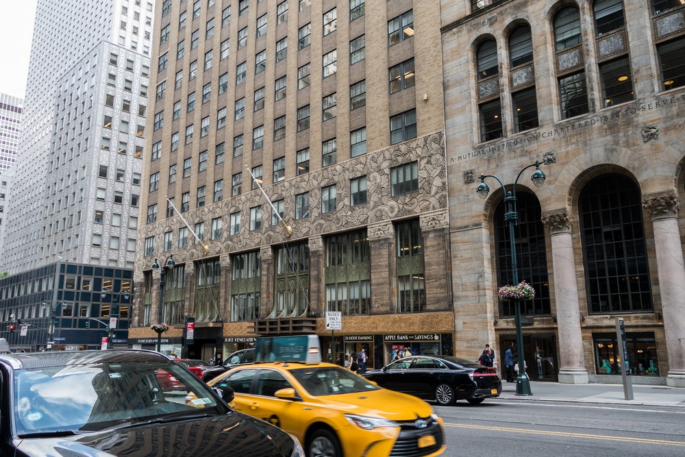 Buildings across the street from the Grand Hyatt.<br />July 12, 2017 - Manhattan, New York City, New  York.