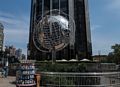 Globe at Columbus Circle.<br />July 13, 2017 - Manhattan, New York City, New  York.
