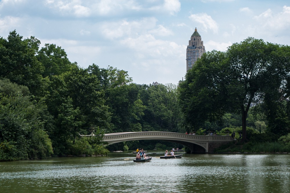 Bow Bridge over The Lake in Central Park.<br />July 13, 2017 - Manhattan, New York City, New  York.