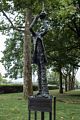 Sculpture of Alexandre Gustave Eiffel, who designed the framework for the Statue of Libery.<br />July 13, 2017 - Manhattan, New York City, New  York.