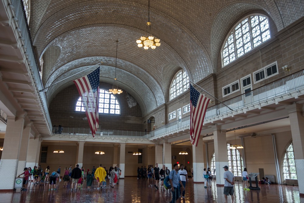 Great Hall in main building on Ellis Island.<br />July 13, 2017 - Manhattan, New York City, New  York.