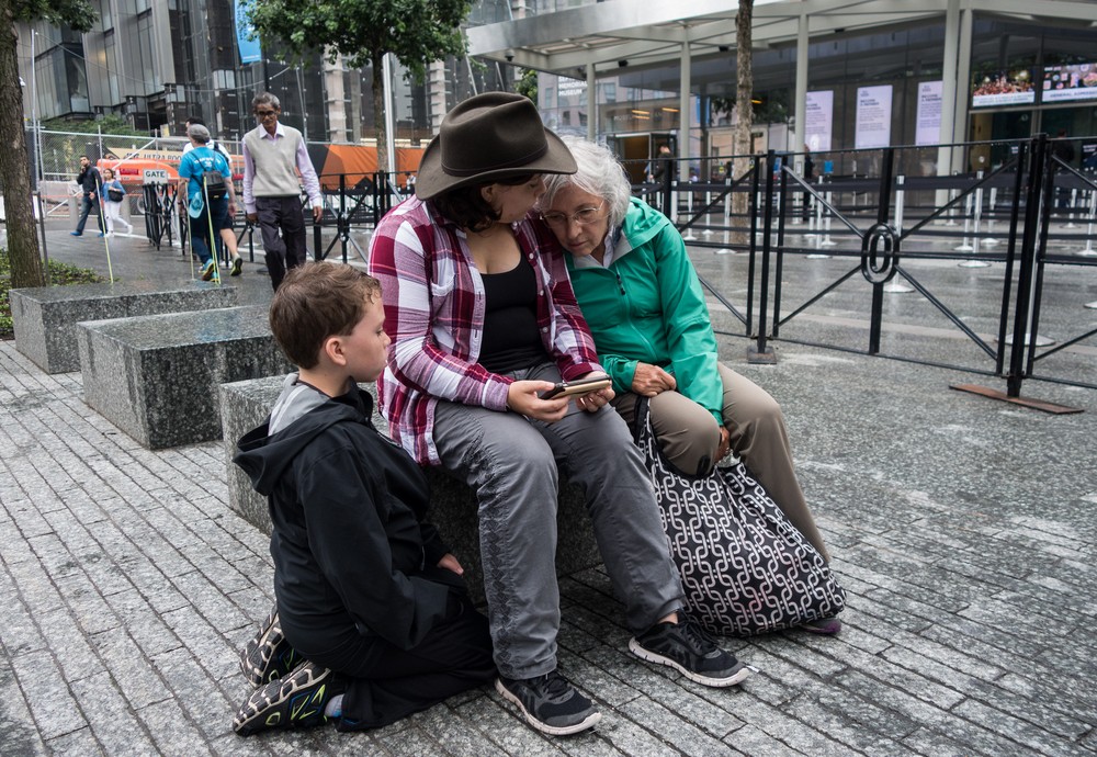 Matthew, Miranda, and Joyce at the September 11 Memorial Site.<br />July 13, 2017 - Manhattan, New York City, New  York.