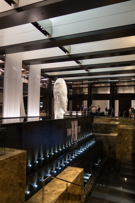 Sculpture by Jaume Plensa.<br />In the lobby of Grand Hyatt hotel.<br />July 13, 2017 - Manhattan, New York City, New  York.