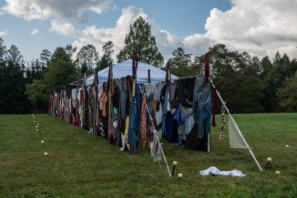 Untitled by Gordon Przybyla & Damon Jespersen.<br />Maudslay Outdoor Sculpture show installation.<br />Sep. 9, 2017 - Maudslay State Park, Newburyport, Massachusetts.