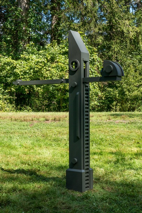 'Transit Point' by David Davies.<br />Maudslay Outdoor Sculpture show installation.<br />Sep. 10, 2017 - Maudslay State Park, Newburyport, Massachusetts.