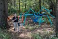 Martha Mary Bergeron talking about her 'Nobody Wins" sculpture.<br />Outdoor Art Show opening and walk through.<br />Sept. 16, 2017 - Maudslay State Park, Newburyport, Massachusetts.