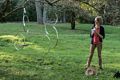 Lynne Havighurst talking about her 'Archetype In Tension'.<br />Outdoor Art Show opening and walk through.<br />Sept. 16, 2017 - Maudslay State Park, Newburyport, Massachusetts.