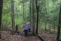 Joyce and Dominique on the trail.<br />Hike with Paul and Dominique.<br />Oct. 8, 2017 - Mt. Agamenticus, Maine.