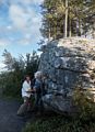 Paul and Dominique pretending to rock climb.<br />Hike with Paul and Dominique.<br />Oct. 8, 2017 - Mt. Agamenticus, Maine.