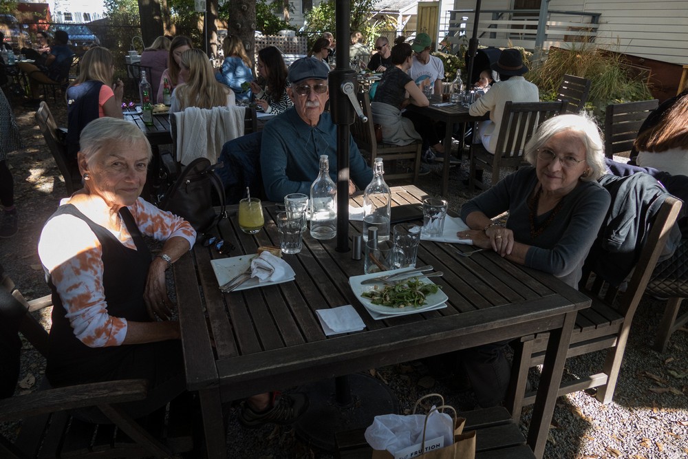 Baiba, Ronnie, and Joyce at the Garden Cafe.<br />Oct. 20, 2017 - Woodstock, New York.