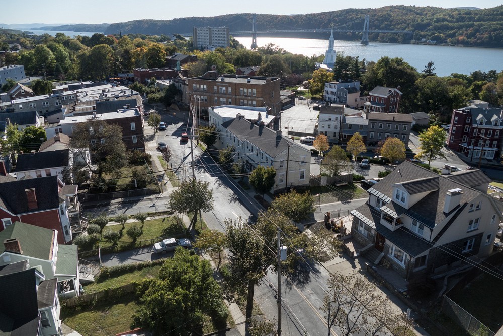 Aerial view of Poughkeepsie.<br />Oct. 20, 2017 - On the Poughkeepsie-Highland bridge, New York.