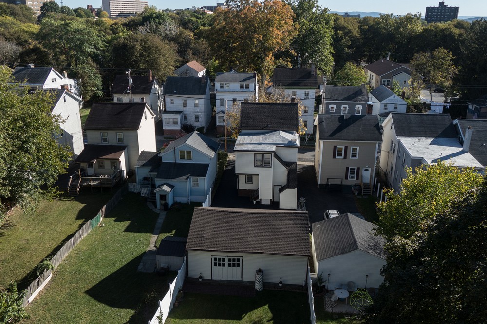 Aerial view of Poughkeepsie.<br />Oct. 20, 2017 - On the Poughkeepsie-Highland bridge, New York.