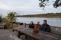 Joyce, Baiba, and Ronnie at the lighthouse deck.<br />Oct. 21, 2017 - Saugerties Lighthouse, Saugerties, New York.